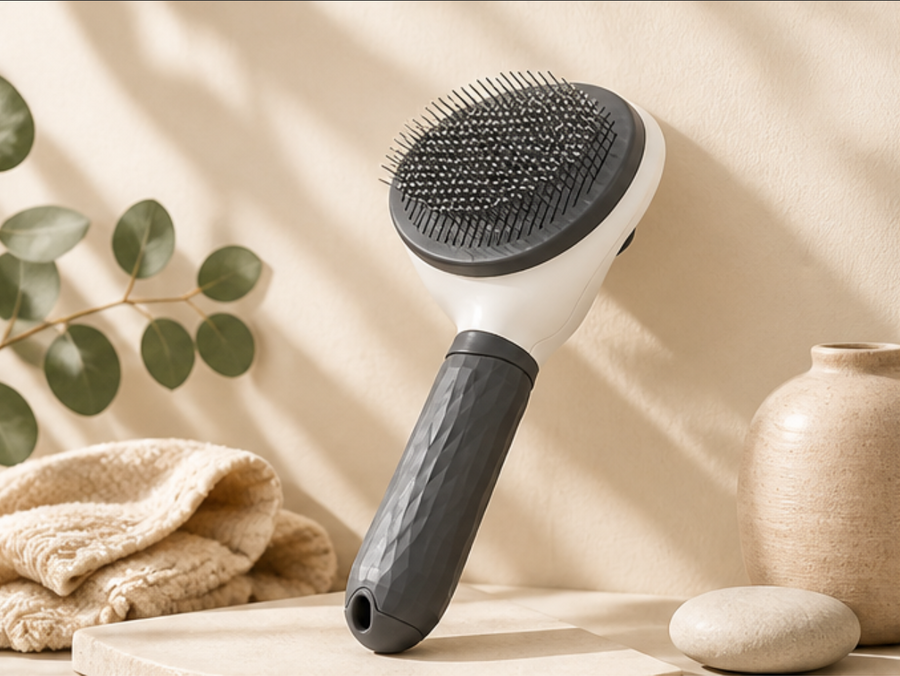 Self-Cleaning Grooming Brush — One-Click Hair Removal