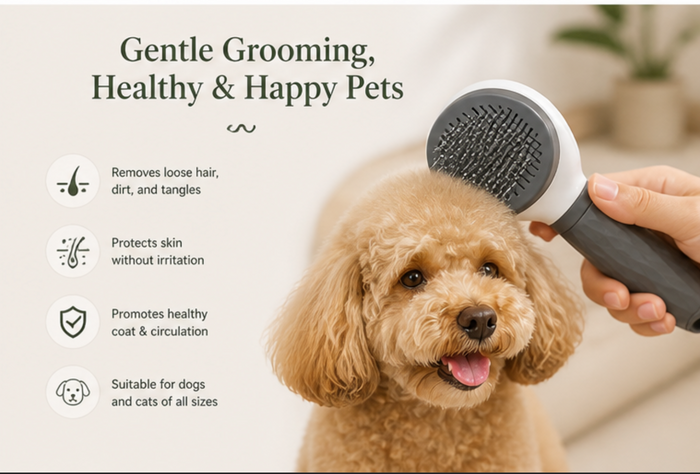 Self-Cleaning Grooming Brush — One-Click Hair Removal