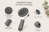 Self-Cleaning Grooming Brush — One-Click Hair Removal