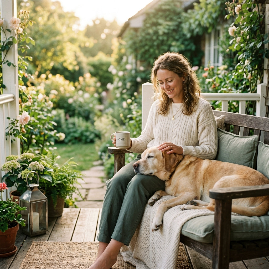 Happy dog with owner